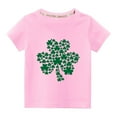thumbnail image 1 of Lilgiuy Toddler St Patricks Day Shirts Boys Girls Lucky Green Shamrock Graphic T-Shirt Casual Short Sleeve Tee Tops for School (Pink), 1 of 3