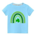 thumbnail image 1 of Lilgiuy Toddler St Patricks Day Shirts Boys Girls Lucky Green Shamrock Rainbow Graphic T-Shirt Casual Short Sleeve Tee Tops for First Day of School (Blue), 1 of 3