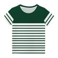 thumbnail image 1 of Lilgiuy Toddler T Shirts Youth Short Sleeve Striped T-Shirt Block Color Crewneck Tees for Boys or Girls(Green,9-10 Years), 1 of 4