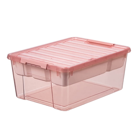 Lilgiuy Toy Storage Box, 12.6" x 9.4"x 5.5" Plastic Clear Supply Storage Organizer Building Blocks Small Pellets Classified Storage Containers with Lid, Portable Organizer Bin for Cosmetics, Pink