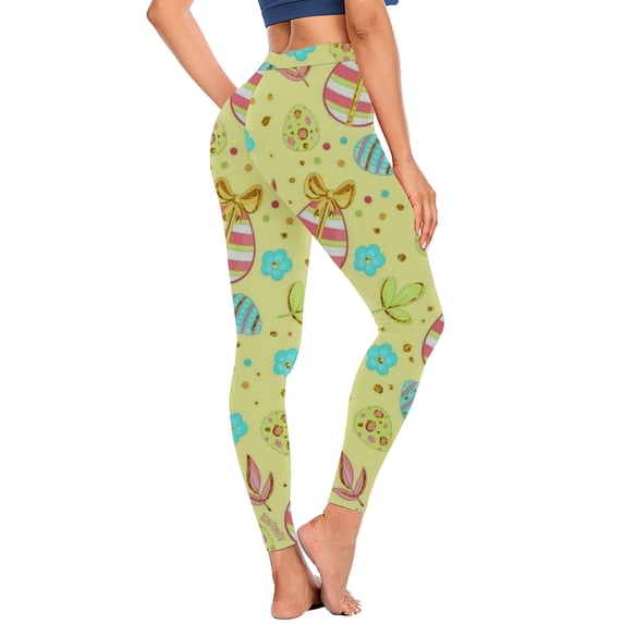 Lilgiuy Trendy Casual Women Happy Easter Printed Gradient Span Ladies High Waist Wide Leg Trousers Yoga Pants Long Pants for Party Club Birthday