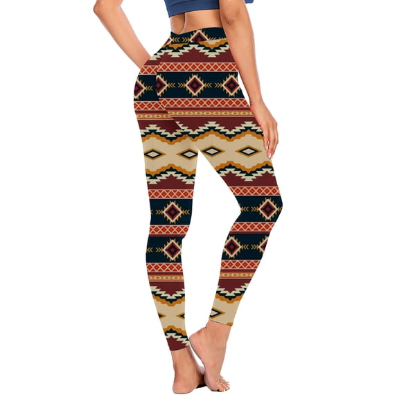 Lilgiuy Trendy Casual Women Western Print Printed Gradient Span Ladies High Waist Wide Leg Trousers Yoga Pants Long Pants for Camping Climbing