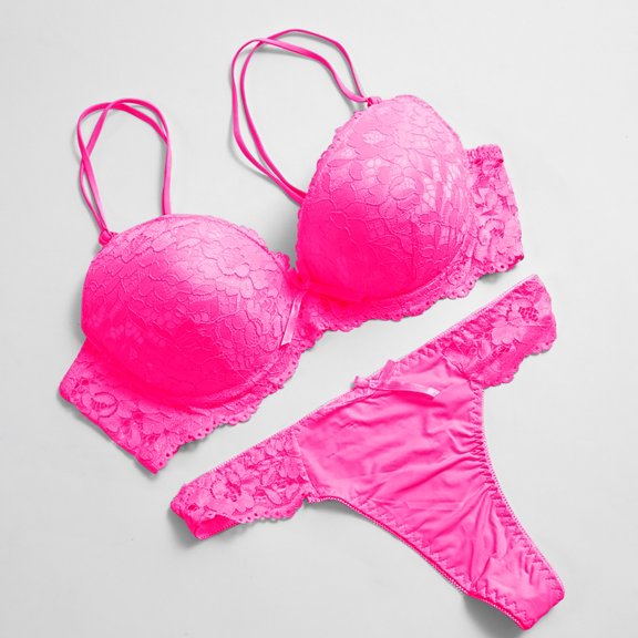 Lilgiuy Trendy Women Charming Lace Underwear Pajamas Embroidered Ladies Steel Rings Intimates Set for Carnival Time