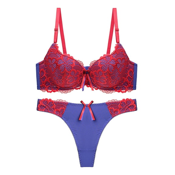 Lilgiuy Trendy Women Charming Lace Underwear Pajamas Embroidered Ladies Steel Rings Intimates Set for Pajama Party