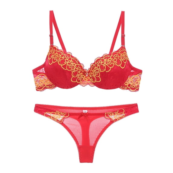 Lilgiuy Trendy Women Charming Lace Underwear Pajamas Embroidered Ladies Steel Rings Intimates Set for Photoshoot