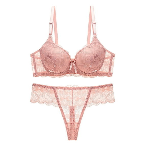 Lilgiuy Trendy Women Charming Lace Underwear Pajamas Embroidered Ladies Steel Rings Intimates Set for Shorts Jeans Pants