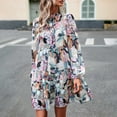 thumbnail image 1 of Lilgiuy Trendyable Women's Casual Spring/summer V-neck Long Sleeved Printed Dress for for Outdoor Activities, 1 of 5