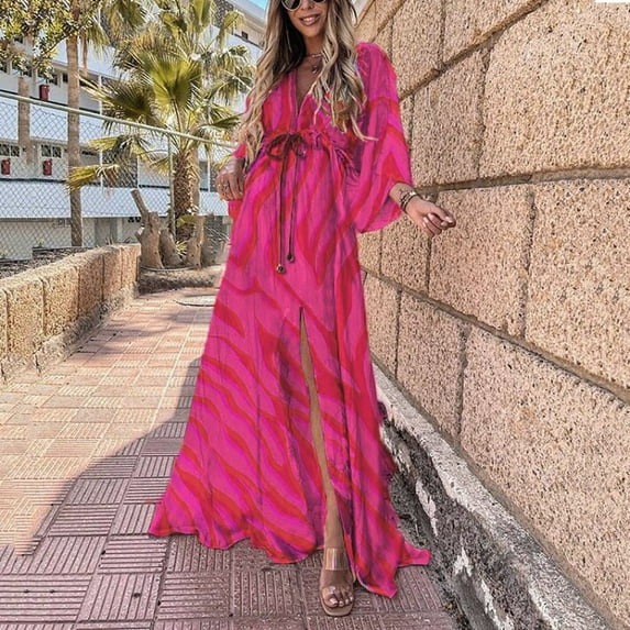 Lilgiuy Tunic Dress for Women's Summer Dress Sleeve Casual Swing Dress Longuette Dress