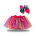 thumbnail image 1 of Lilgiuy Tutu Skirt for Little Girls Cute Party Dance Costume Splice Rainbow Net Yarn Sequins Dress Up with Bow Hairpin Decoration, 1 of 5