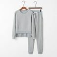 thumbnail image 1 of Lilgiuy Two Piece Outfits for Women Casual Crew Neck Sweatshirt 2PC Tracksuit with Jogger Sweatpants Basic Irregular Hem Pullover Sweatsuit Sets Gray(S-XL), 1 of 5