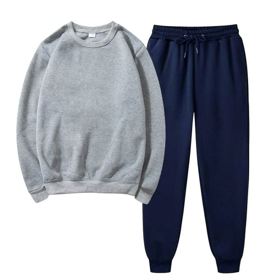 Lilgiuy Two Piece Sets for Women Plus Size Comfy Solid Color Tracksuits Long Sleeve Crewneck Pullover Tops and Long Pants Holiday Gifts
