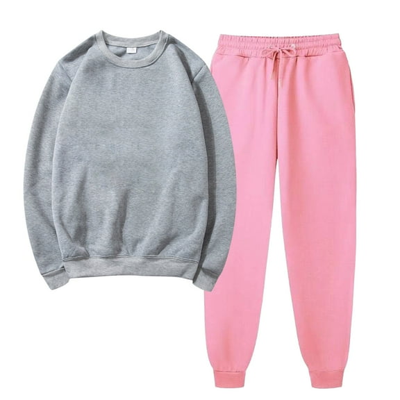 Lilgiuy Two Piece Sweatsuit Sets for Women Basic Solid Color Long Sleeve Crewneck Pullover Tops and Long Pants Sweatsuits Tracksuits Daily Casual Wear