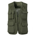 thumbnail image 1 of Lilgiuy Unisex Fashion Mesh Vest Casual Thin Breathable Multi-bag Sleeveless Loose Vest for Photography Travel Hiking Army Green, 1 of 3