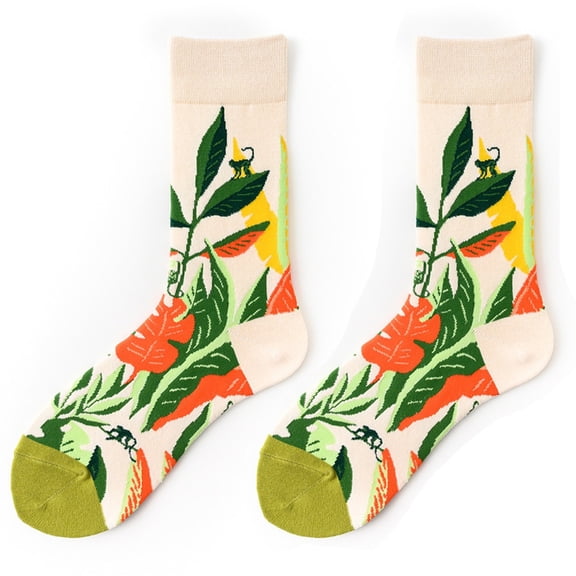 Lilgiuy Unisex Printing Towel Bottom Socks Long Sock Comfortable Socks Fall Dresses for 2022 Spring Winter