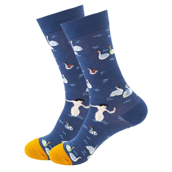 Lilgiuy Unisex Winter Socks Thicken Knit Vintage Casual Gifts Printed Cozy Soft Socks for Tennis Golf Exercise