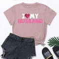 thumbnail image 1 of Lilgiuy Valentines Day Gifts Womens Valentine Round Neck Shirt Fun I LOVE MY HUSBAND Letter Print Short Sleeve Tee Family Holiday T-Shirt Blouse for Take Photo, 1 of 5
