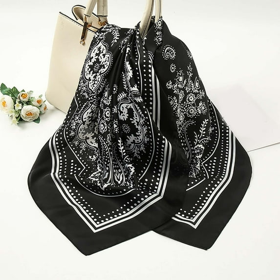 Lilgiuy Vintage Cashew Flower Personality Small Scarf Decorated With Imitation Silk Square Scarf Winter Fashion 2022