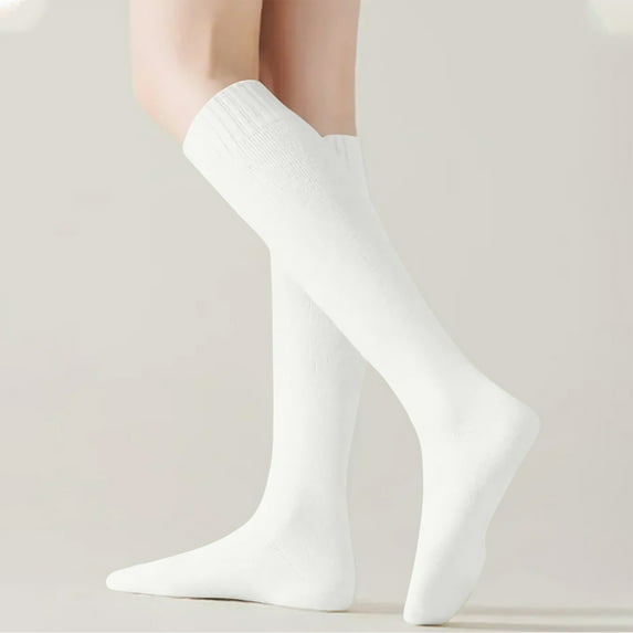 Lilgiuy Warm Knee High Socks for Women,Casual Temperament Solid Color Winter Thermal Socks