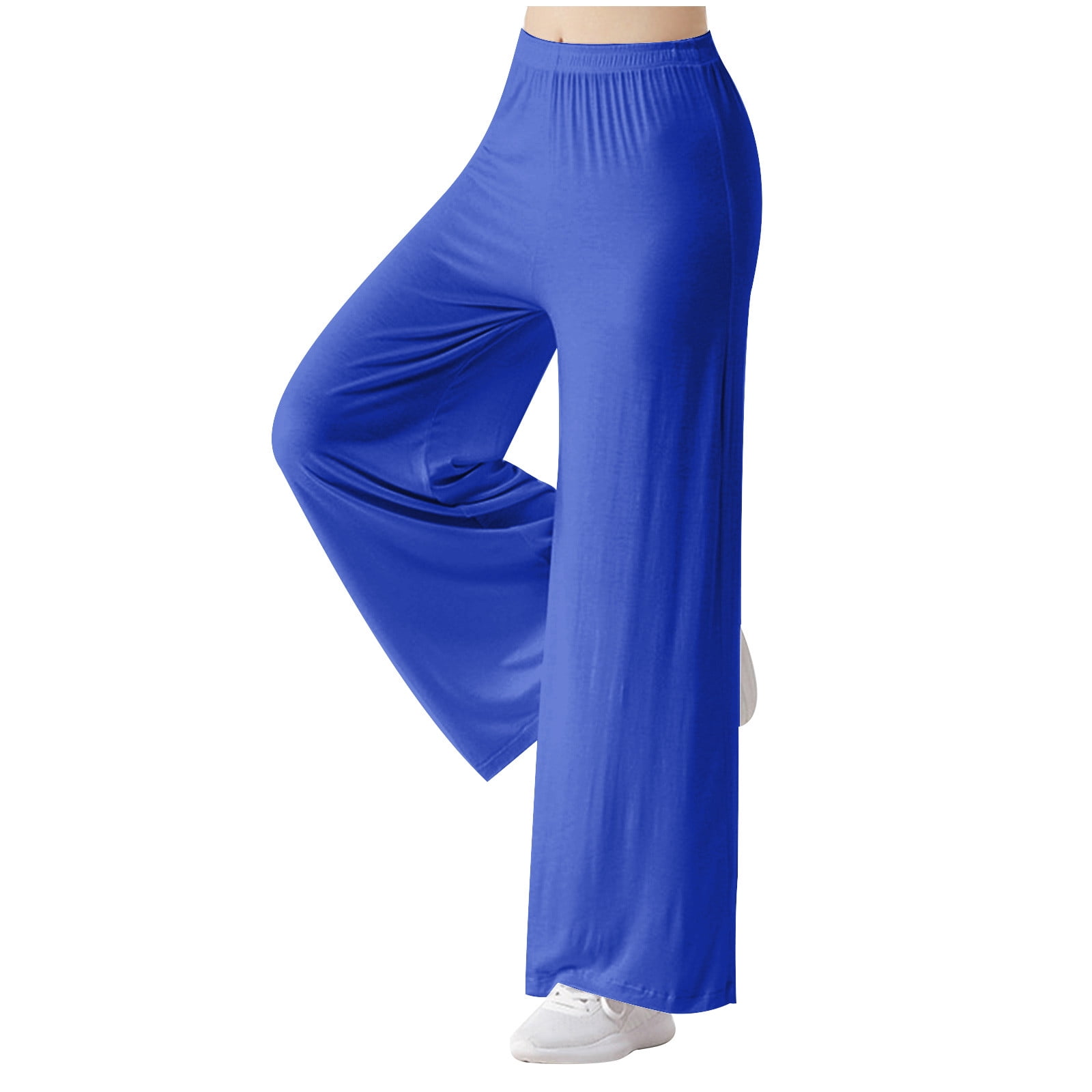 Lilgiuy Wide Leg Pants for Women Casual Solid Color Loose Yoga ...