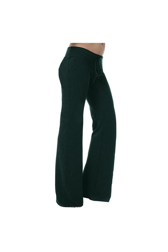 Wide Leg Yoga Pants for Women Solid Color Loose Elastic Drawstring Waist Stretch Workout Dance Flare Lounge Sweatpants with Pockets Army Green(XS-4Xl)