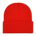 thumbnail image 1 of Lilgiuy Winter Beanie for Men Women Casual Solid Color Elastic Acrylic Knit Cuffed Plain Hats Skull Cap Warm Beanies Thanksgiving, Christmas, New Year Gifts, Red, 1 of 2