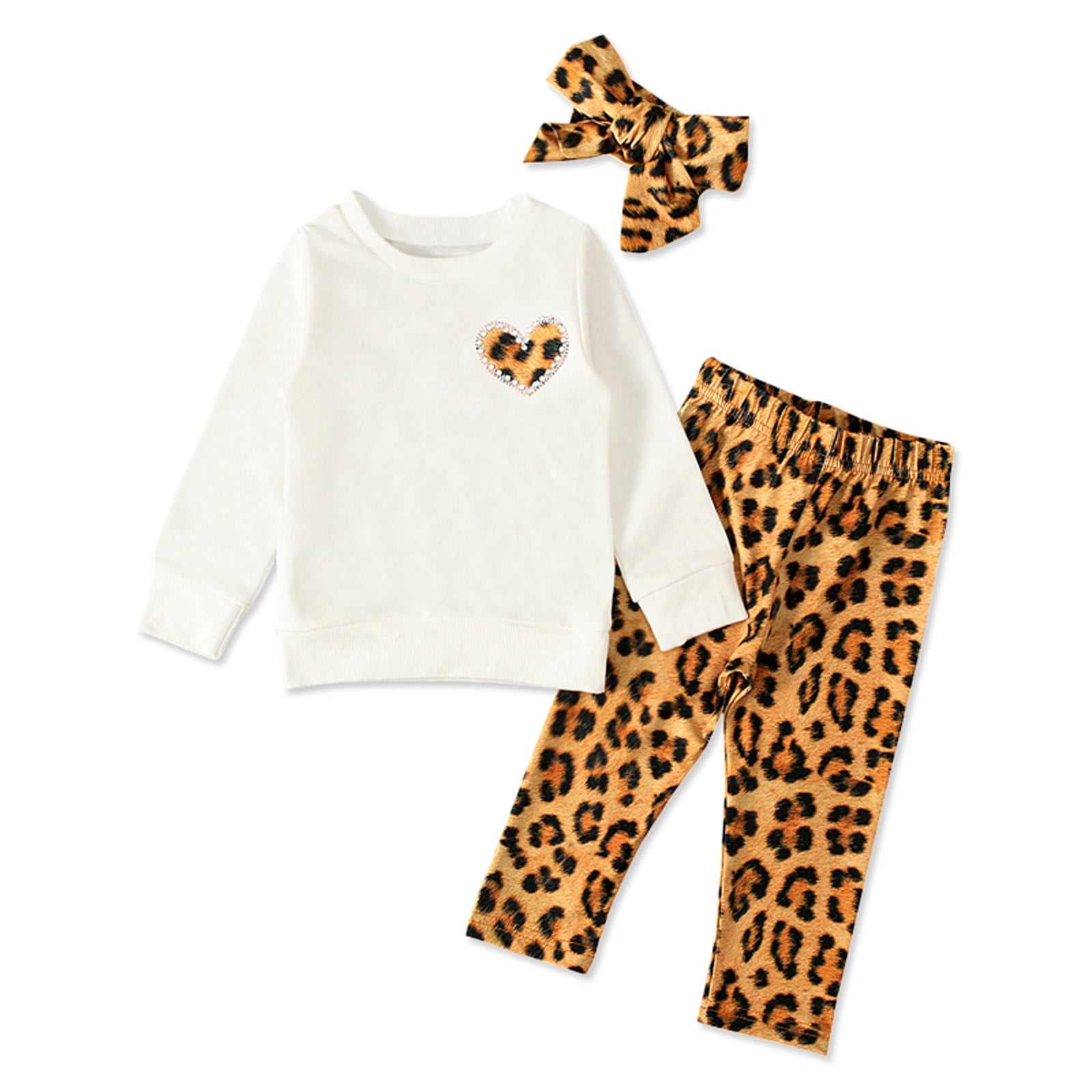 Baby Girls Winter Hooded Suit – Leopard Print Jacket with Warm Pants