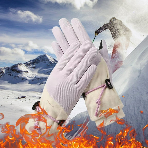 Lilgiuy Winter Gloves for Cold Weather, Winter Warm Windproof Gloves for Women and Men, Thickening Plush Full-finger Touching Screen Outdoor Cycling Skiing Snowboarding, Purple