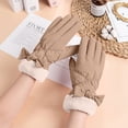 thumbnail image 1 of Lilgiuy Winter Gloves for Women Cold Weather Thermal Solid Color Soft Ski Snow Gloves Windproof Touchscreen Gloves for Running Cycling Driving Mountaining Khaki, 1 of 5