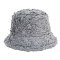 thumbnail image 1 of Lilgiuy Winter Plush Fluffy Fuzzy Bucket Hat for Women Trendy Solid Color Soft Cozy Warm Plush Faux Fur Fisherman Hat Gifts for Christmas, Halloween, Thanksgiving, New Year, Gray, 1 of 3