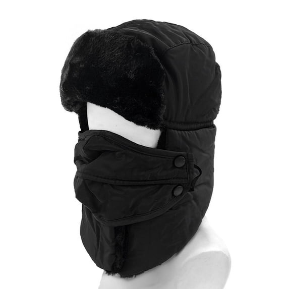 Lilgiuy Winter Trapper Hat for Men and Women, 2024 New Windproof Comfortable Warm Trapper Hunting Hat with Ear Flap & Mask Protection Hat for Cold Weather, Black