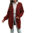 thumbnail image 1 of Lilgiuy Woman Pocket Long Sleeves Solid Color Loose Tops Blouse Sweater Cardigan，Wine,6 Fall Fashion 2022 Spring Winter, 1 of 5