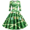 thumbnail image 1 of Lilgiuy Woman Temperament Crew Neck Long Sleeves Christmas Print A-line Swing Dress Green 2022 Fall Winter, 1 of 4