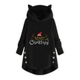 thumbnail image 1 of Lilgiuy Woman's Casual Christmas Printing Plush Buttons Long Sleeve Hooded Plush Coat Top Black ，12（XXL） for 2022, 1 of 3