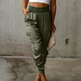 thumbnail image 1 of Lilgiuy Womans Loose Pocket Elastic Waist Casual Pants for Beach Vacation Travel, 1 of 5