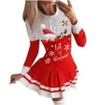 thumbnail image 1 of Lilgiuy Women Casual Dress Christmas Printed O-Neck Pleated Skirt Long Sleeve Dress, 1 of 5