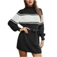 thumbnail image 1 of Lilgiuy Women Casual Fold Solid Dress One Shoulder Short Sleeve Dress Black Fall Dresses for 2022 Spring Winter, 1 of 5