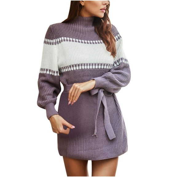 Lilgiuy Women Casual Fold Solid Dress One Shoulder Short Sleeve Dress Purple Fall Dresses for 2022 Spring Winter