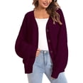thumbnail image 1 of Lilgiuy Women Casual Long Sleeve Button Solid Sweater Ladies Outwear，Purple,8 Winter Dresses for 2022, 1 of 4