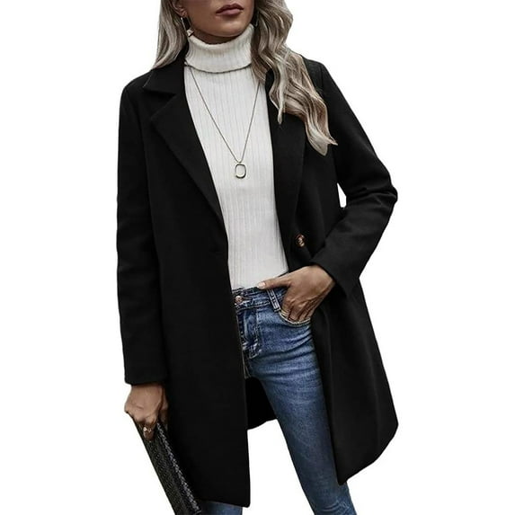 Lilgiuy Women Casual Long Sleeve Loose Fashion Buttons Solid Coat for Vacation Travel