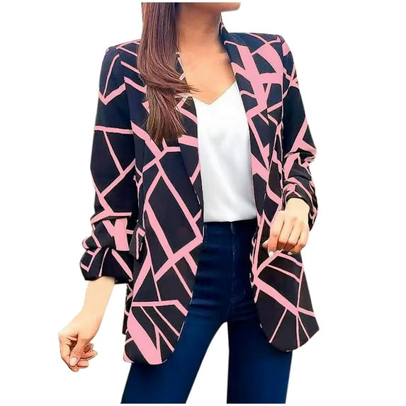 Lilgiuy Women Casual Long Sleeve Loose Plaid Print Lattice Tops,Pink,4(S) Winter Clothes for 2022