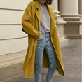 thumbnail image 1 of Lilgiuy Women Casual Long Sleeve Loose Solid Woolen Double Breasted Coat Yellow，16（XXXXL） Winter Fashion 2022, 1 of 5