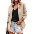 thumbnail image 1 of Lilgiuy Women Casual Long Sleeve Solid Turndown Collar Buttons Coat(Beige,6) Winter Clothes for 2022, 1 of 5
