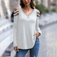 thumbnail image 1 of Lilgiuy Women Casual Long Sleeve V-Neck Zipper Hollow Out T-Shirt Blouse Tops Clearance, 1 of 4