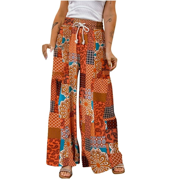 Lilgiuy Women Casual Loose Gradient Tie-dye Printed Yoga Sport Long Pnats Wide Leg Pants Dance Performance Pants