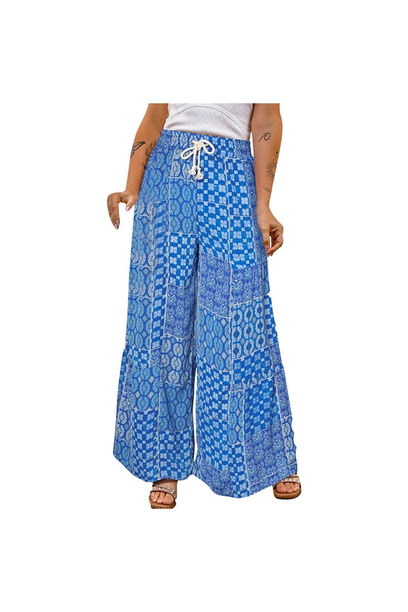 Women Casual Loose Gradient Tie-dye Printed Yoga Sport Long Pnats Wide Leg Pants for Office Work Business