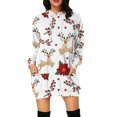 thumbnail image 1 of Lilgiuy Women Casual Loose Long Sleeve Printing Drawstring Hooded Dress White Fall Dresses for 2022 Spring Winter, 1 of 5
