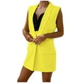 thumbnail image 1 of Lilgiuy Women Casual Pockets Button Solid Sleeveless Tops Jacket Denim Coat，Yellow,4 Winter Dresses for 2022, 1 of 5