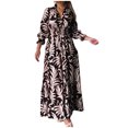 thumbnail image 1 of Lilgiuy Women Casual Print V-Neck High Waist Long Sleeve Long Dress Black Fall Dresses for 2022 Spring Winter, 1 of 5