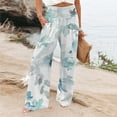 thumbnail image 1 of Lilgiuy Women Casual Printing Pockets Elastic Waist Comfortable Straight Loose Pants for Camping Climbing, 1 of 5