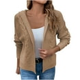 thumbnail image 1 of Lilgiuy Women Casual Soild Long Sleeve Hooded Knit Cardigan Sweater Coat Outwear，Khaki,4 Winter Fashion 2022, 1 of 5